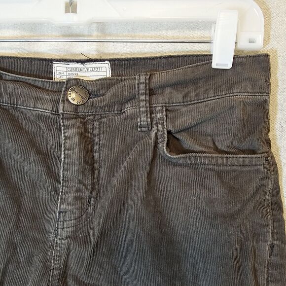 Current/Elliott Corduroy The Kick Jean Cropped in Washed Black Frayed Hem Sz 27 - Picture 3 of 12